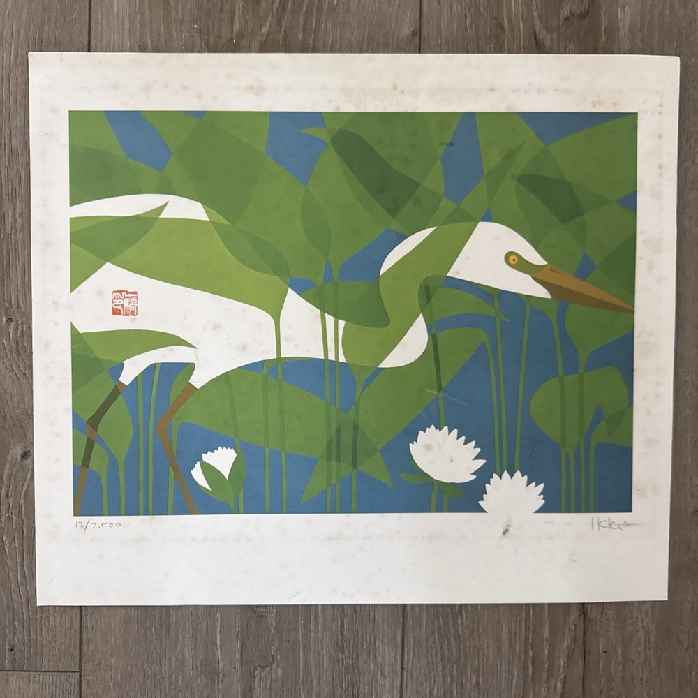 Vintage Egret by Ikki Matsumoto, Giclee Print 15"x13" Look At Pictures